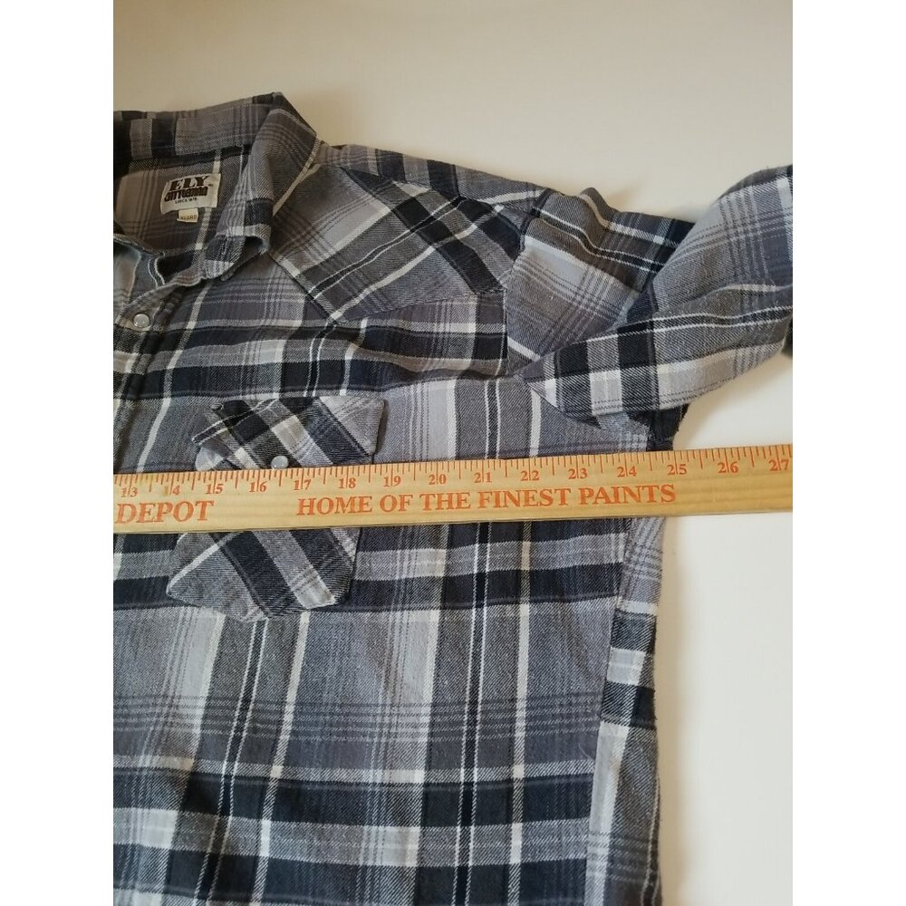 Ely Cattleman Shirt Vintage Mens XL Western Flannel Pearl Snap Long Sleeve Gray - Picture 8 of 9